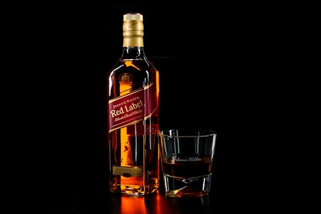 Premium Johnnie Walker Red Label whisky at Evolution Liquor Store in Edmonton